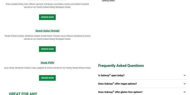 Subway Menu