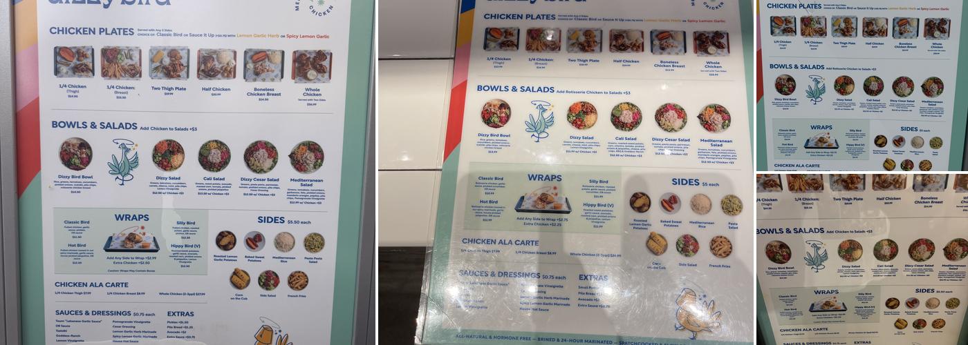 Dizzy Bird Menu