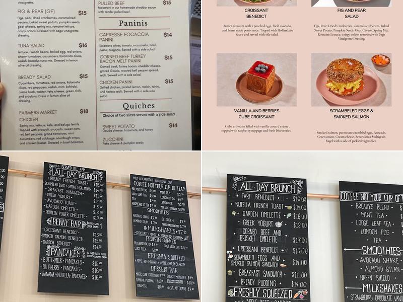 Bready Cafe Menu