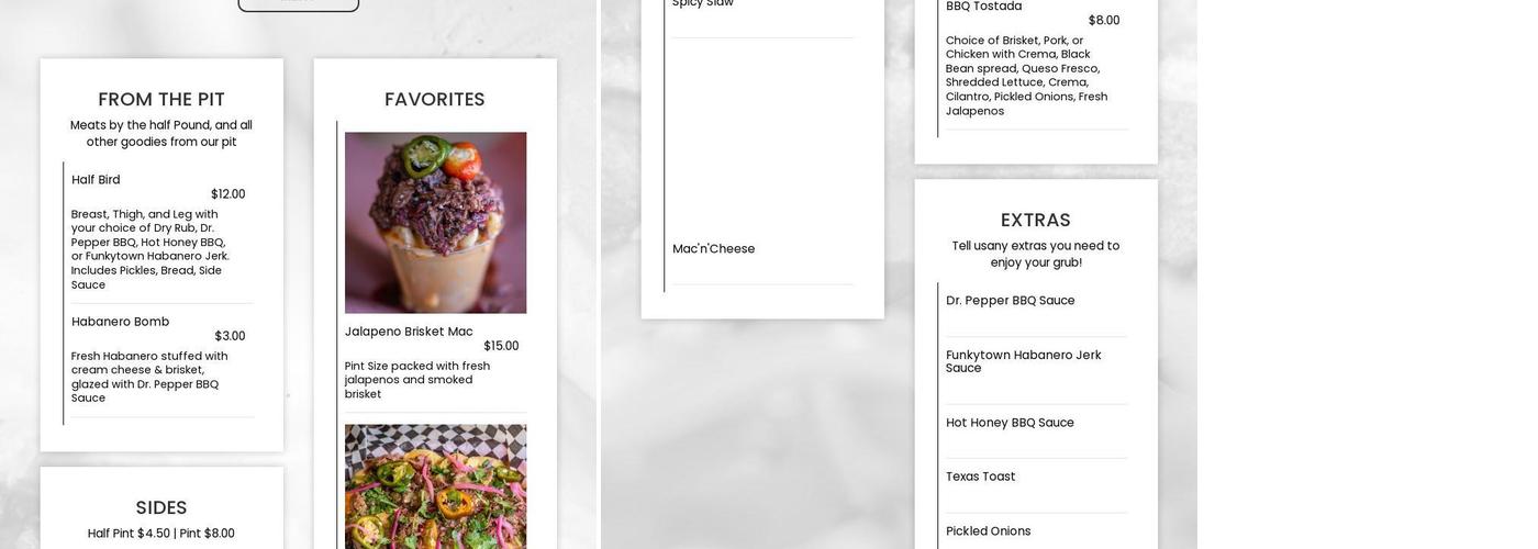 Smoke & Bone Menu