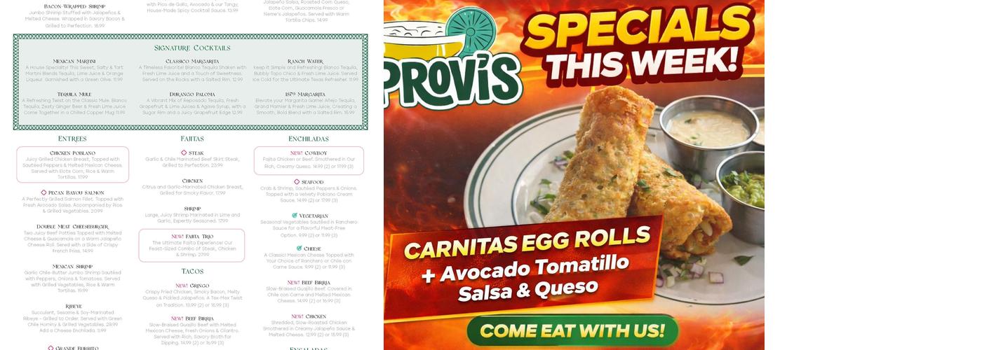 Provi's Menu