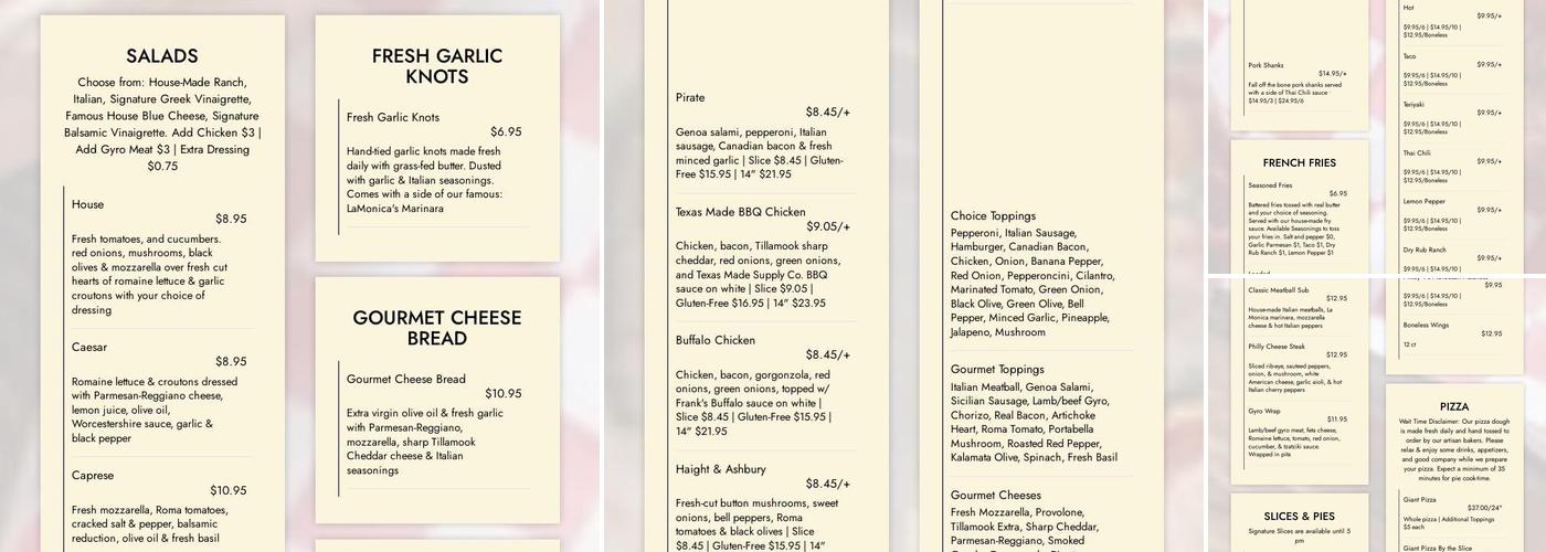 600 Degrees Cedar Park Menu