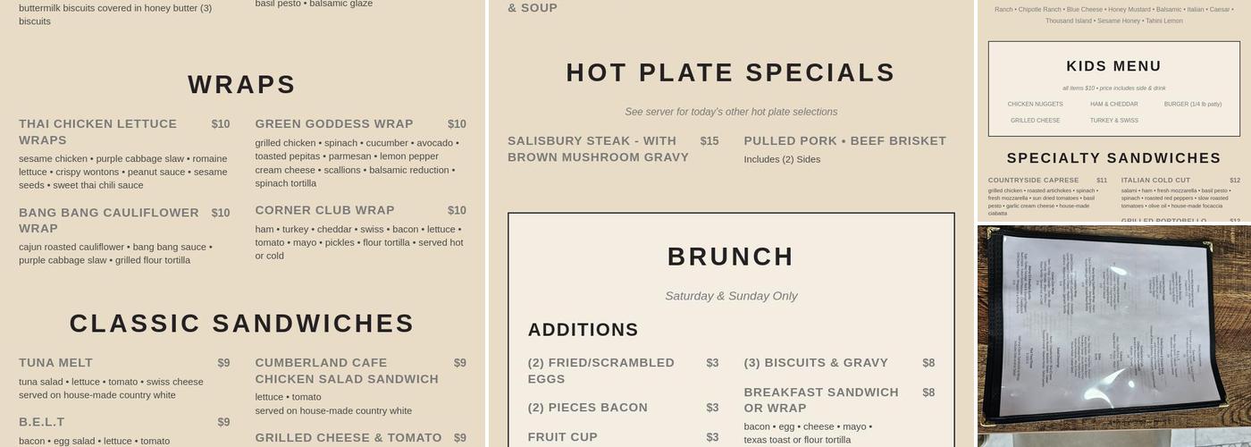The Corner Spot Menu