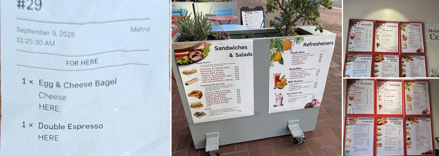 Metropolitan Coffee Menu