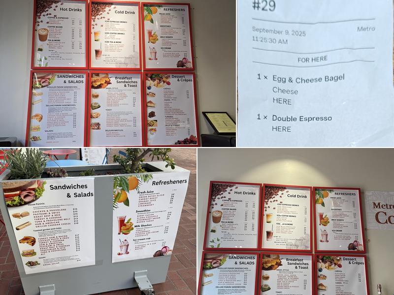 Metropolitan Coffee Menu