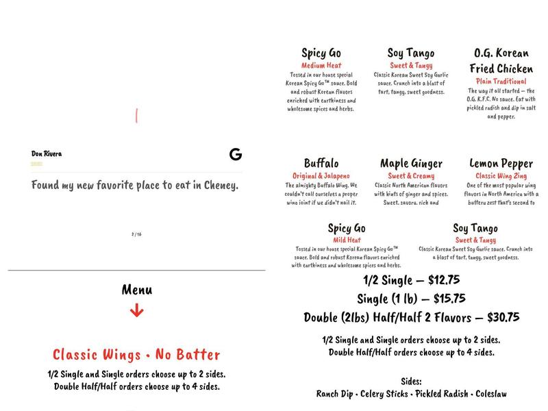 WINGS PAN Menu