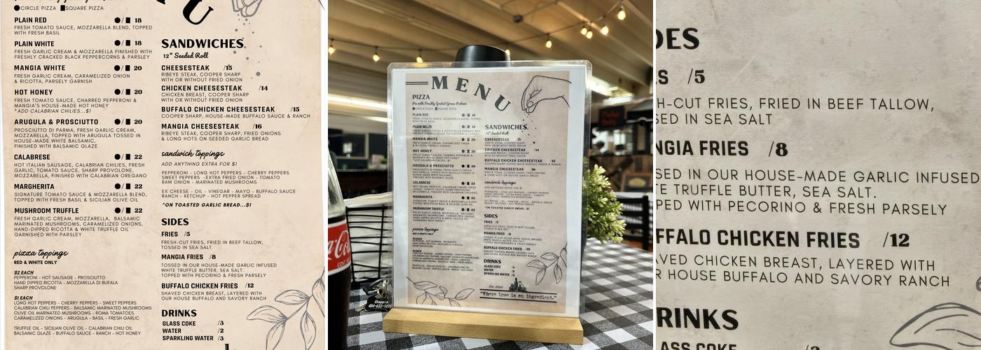 Nicky’s & Ant’s Menu