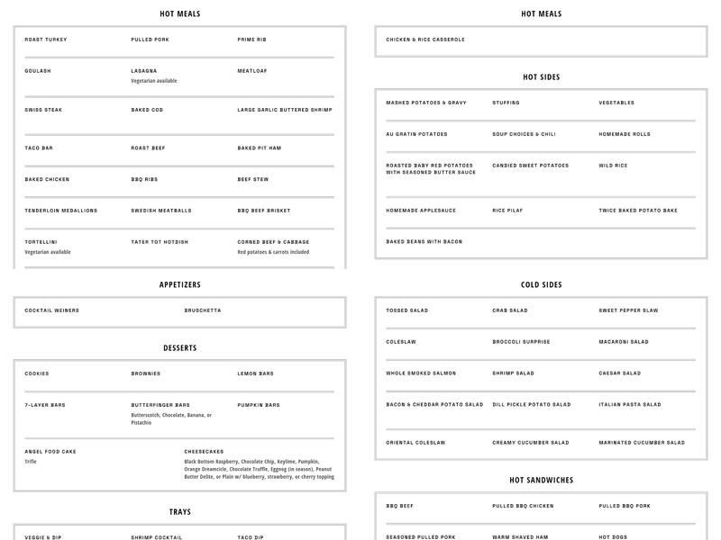 Halverson's Everything Nice Menu