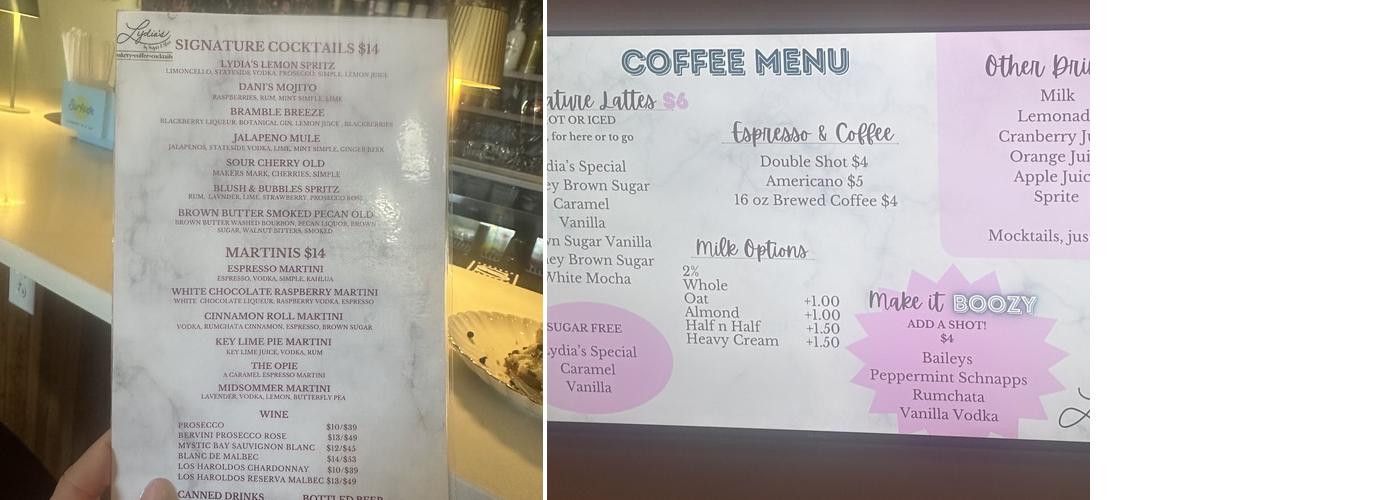 Lydia's Menu