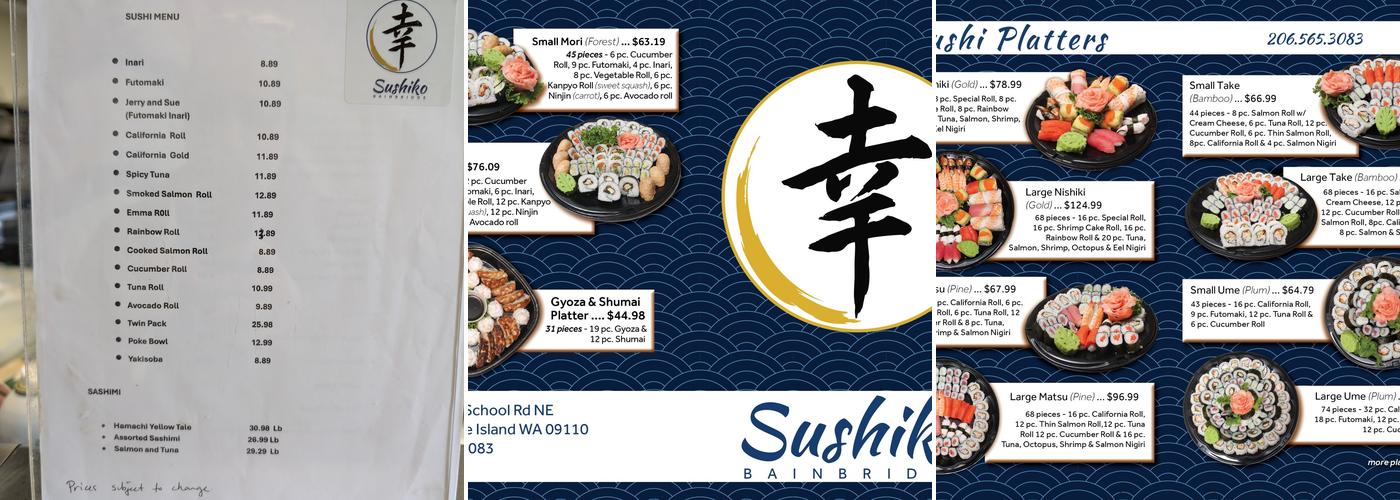 Sushi-Ko Bainbridge Menu