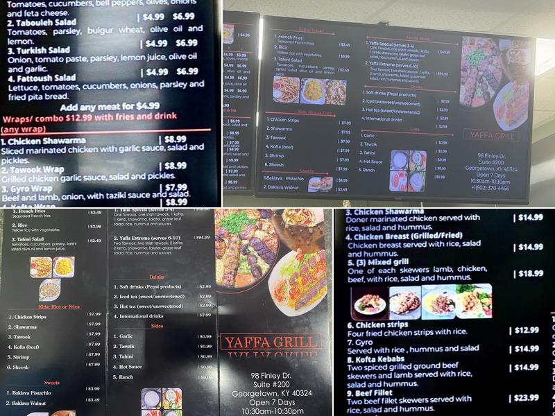 Yaffa Grill Menu
