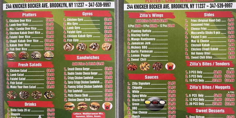 Grill Zilla Halal food Menu