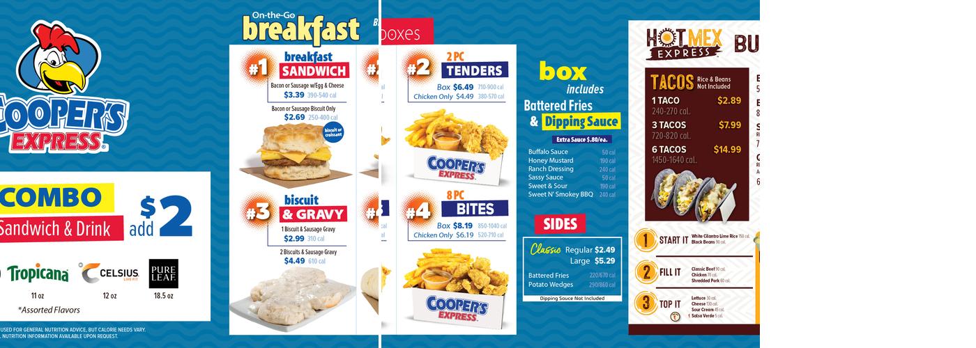 Cooper's Express Menu