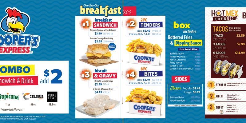 Cooper's Express Menu