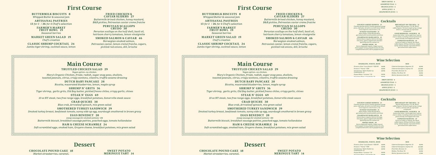 Somerville Menu