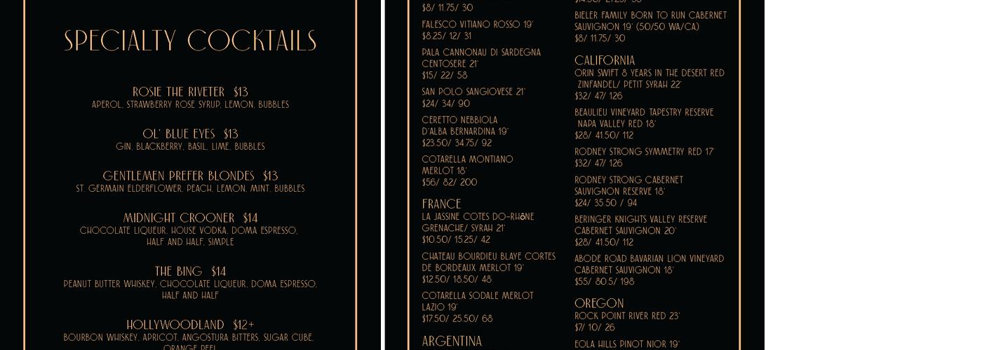 Le VERRE Menu
