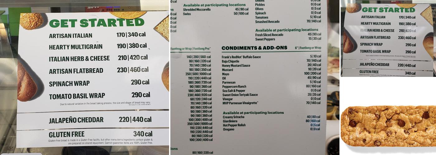 Subway Menu