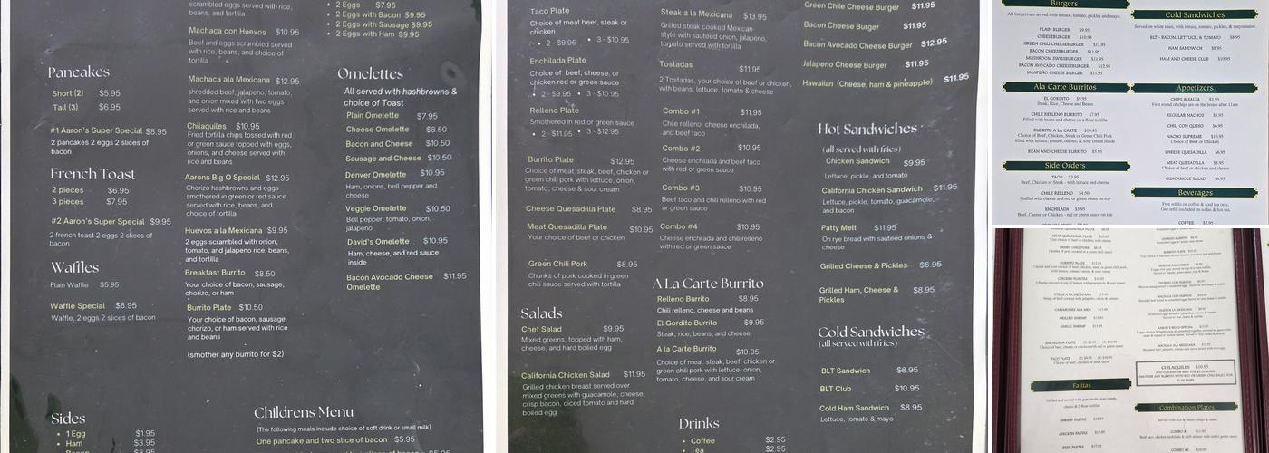 Aarons mexican kitchen Menu