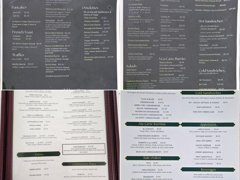 Aarons mexican kitchen Menu