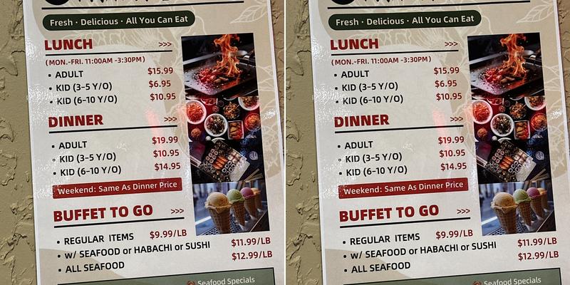 Panda Buffet Menu