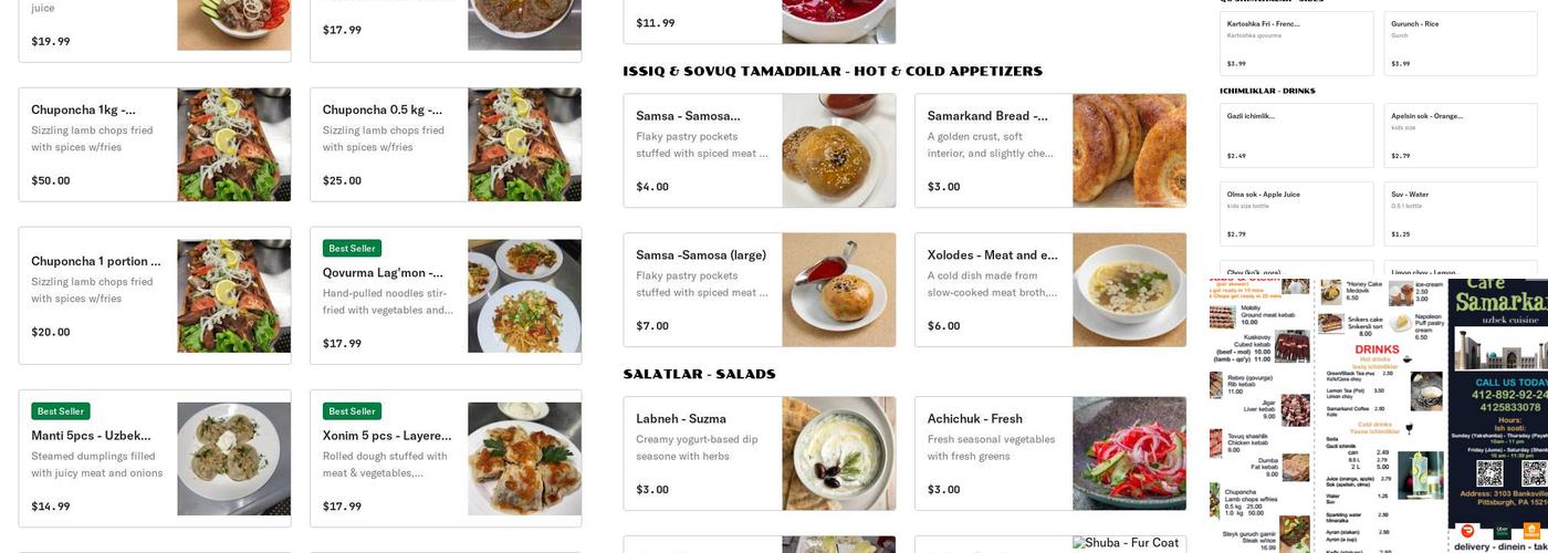 Cafe SAMARKAND Menu
