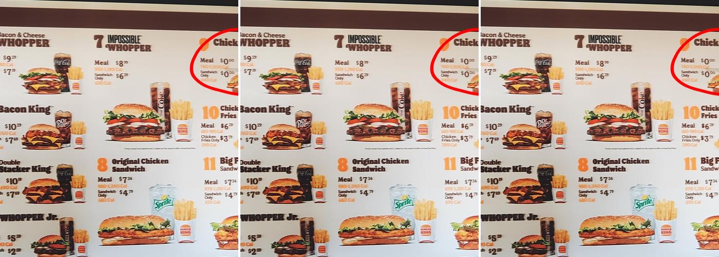Burger King Menu