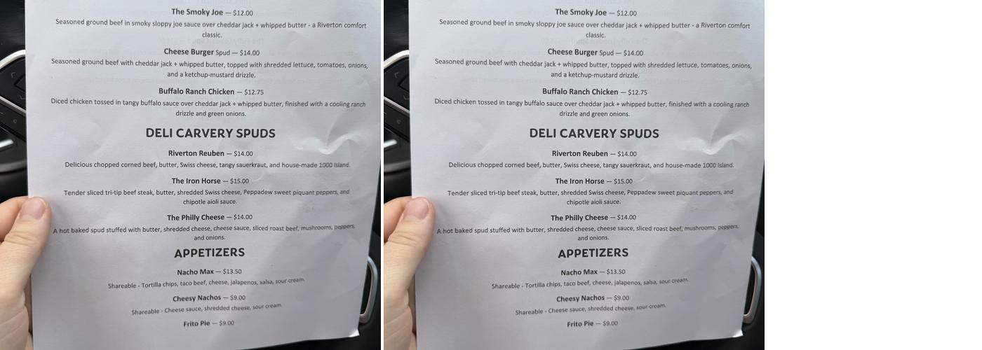 Spud Man Menu