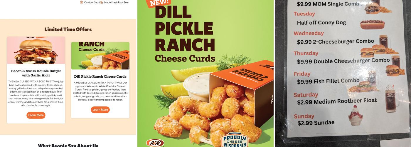 A&W Restaurant Menu