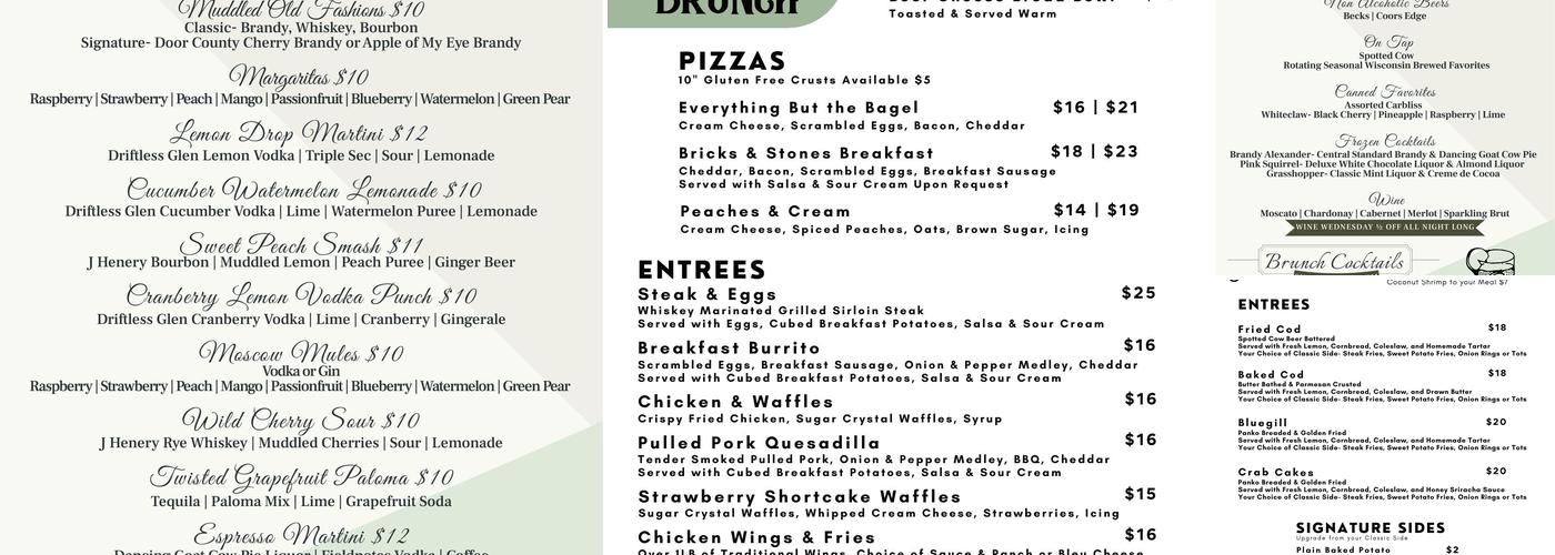 Bricks & Stones Menu