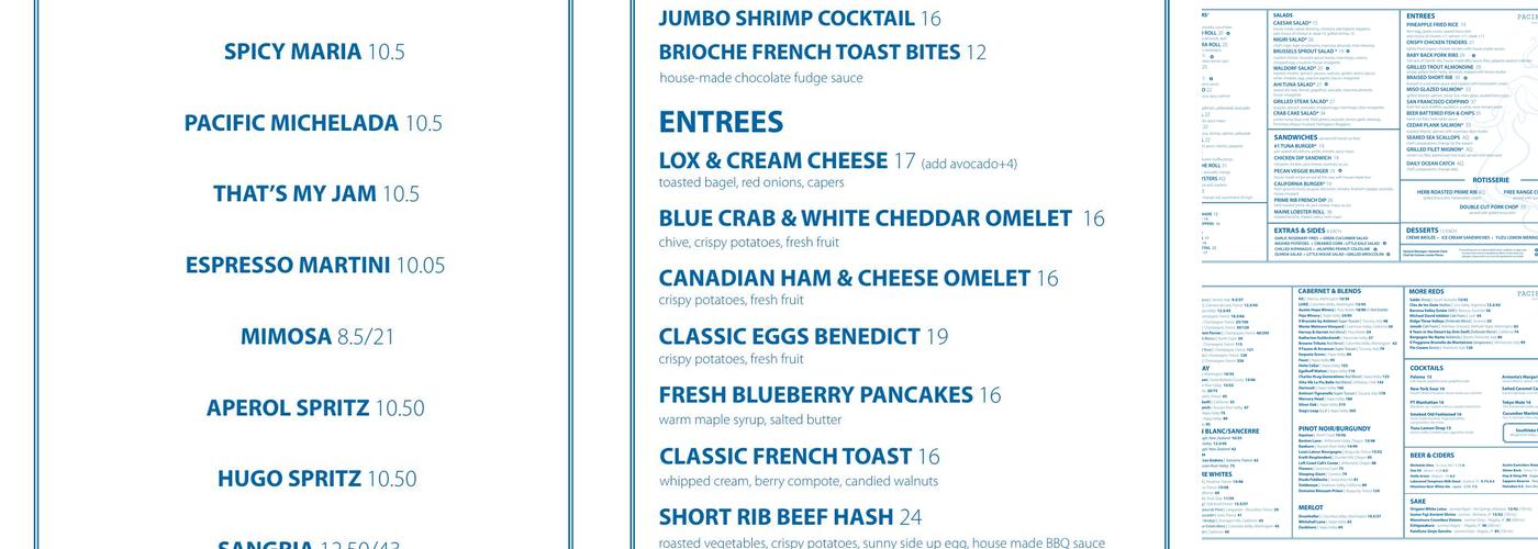 Pacific Table Menu
