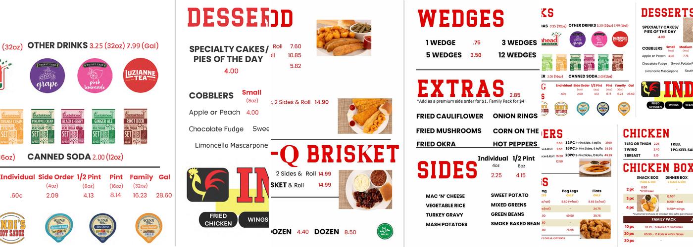 Indi's Chicken Menu