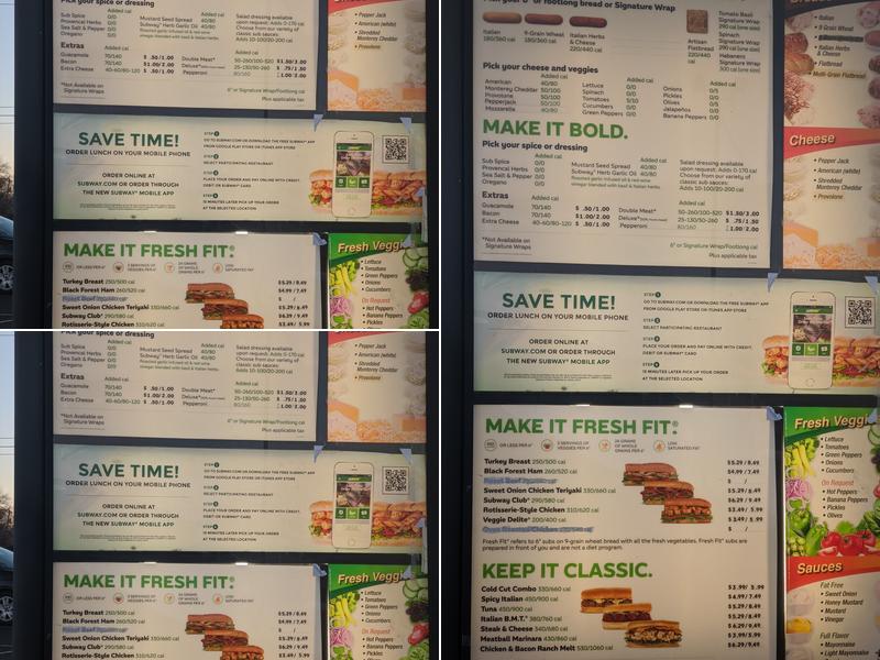 Subway Menu