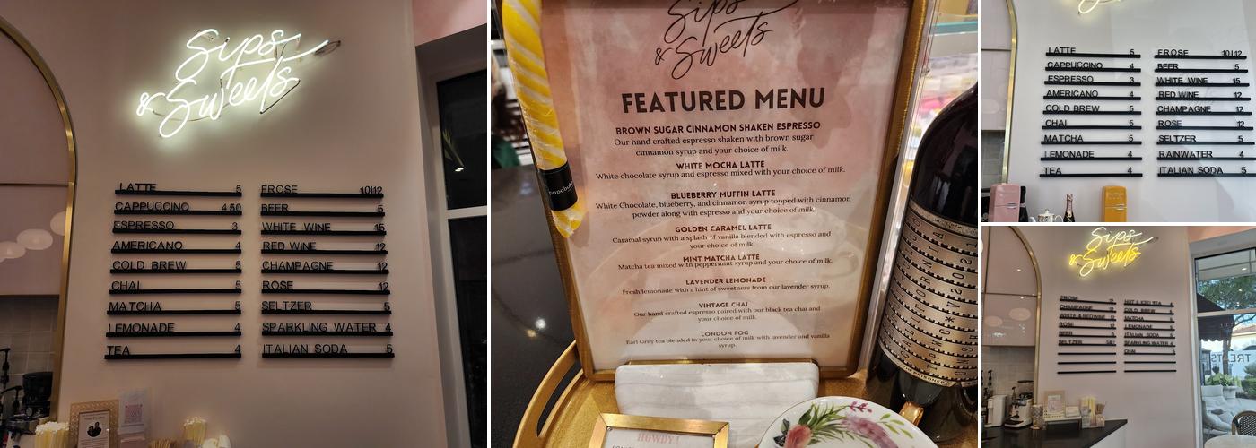 Sips & Sweets Café Menu