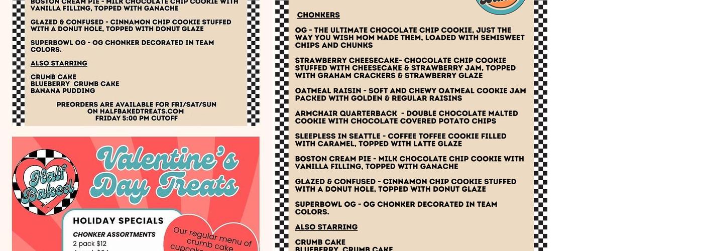 Half Baked Menu