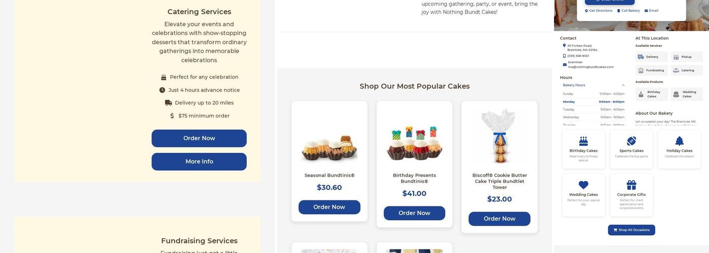 Nothing Bundt Cakes Menu