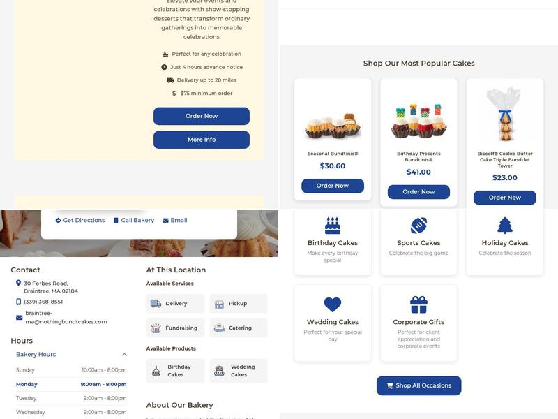 Nothing Bundt Cakes Menu