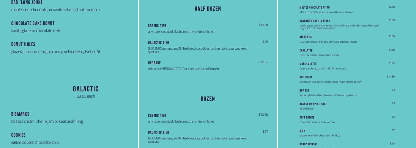 Donut Star Menu