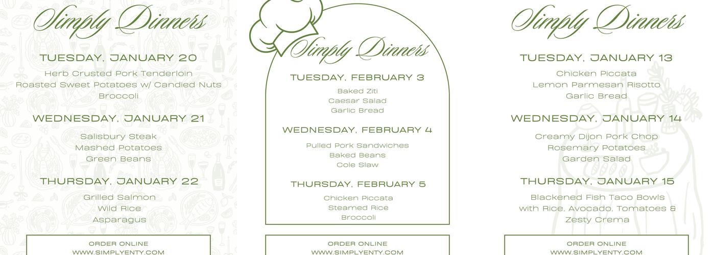 Simply Entertaining Menu