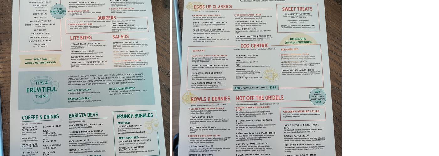 Eggs Up Grill Menu