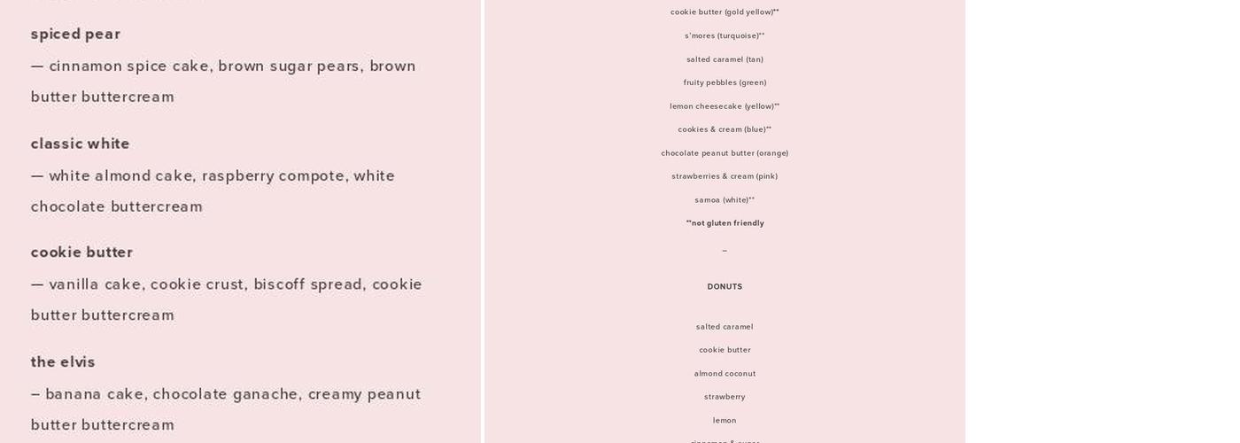 Sweets by Sam Menu