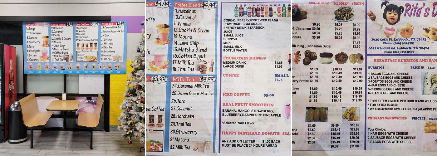 Rita’s Donuts Menu
