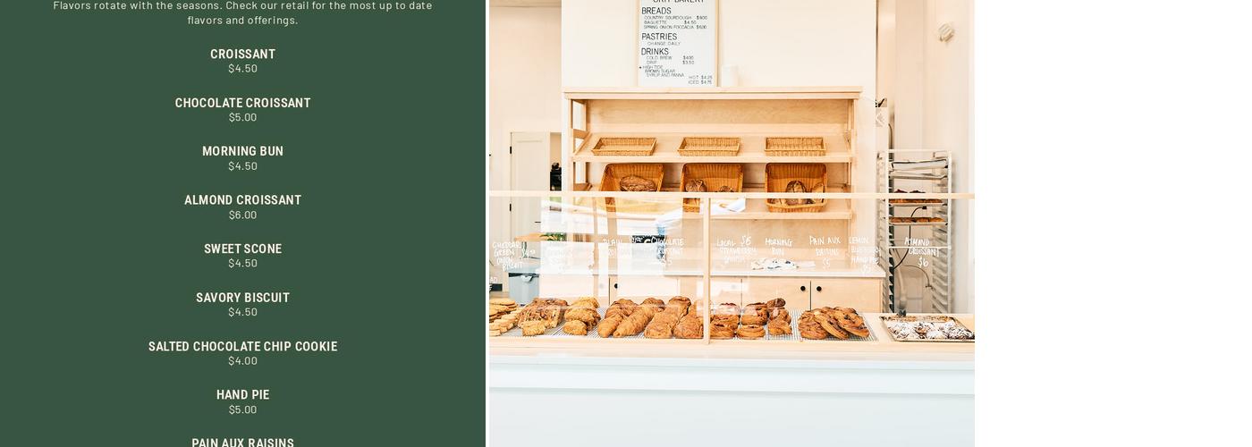 Grit Bakery Menu