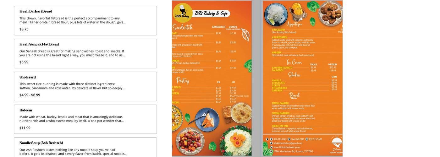 BiBi Bakery & Cafe Menu