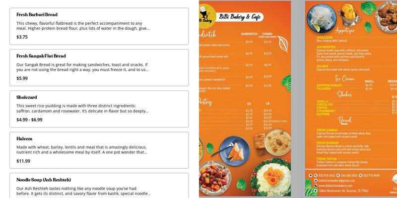 BiBi Bakery & Cafe Menu