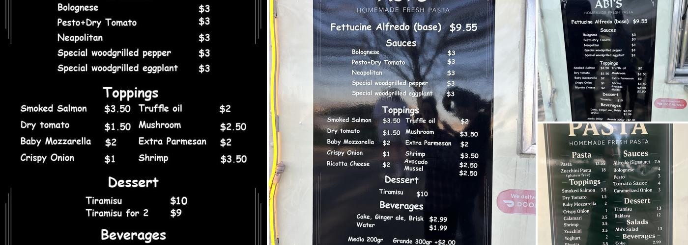 ABI'S PASTA Menu