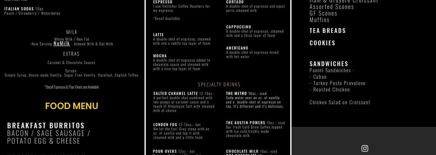 White Rabbit Coffee Co. Menu