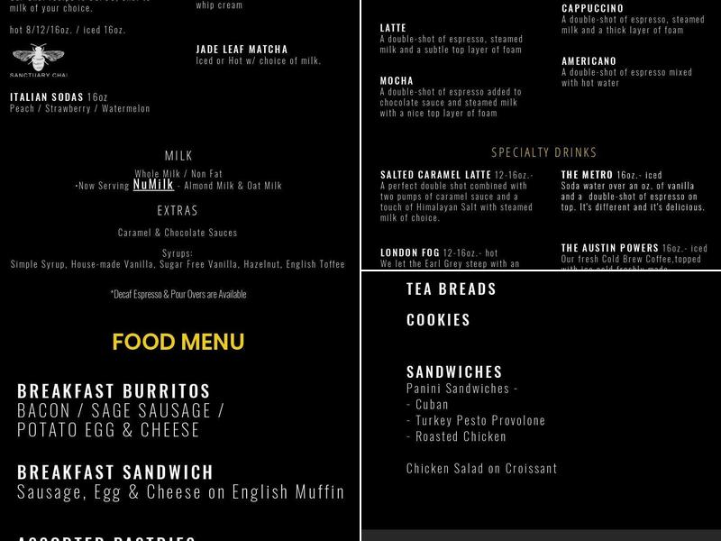 White Rabbit Coffee Co. Menu