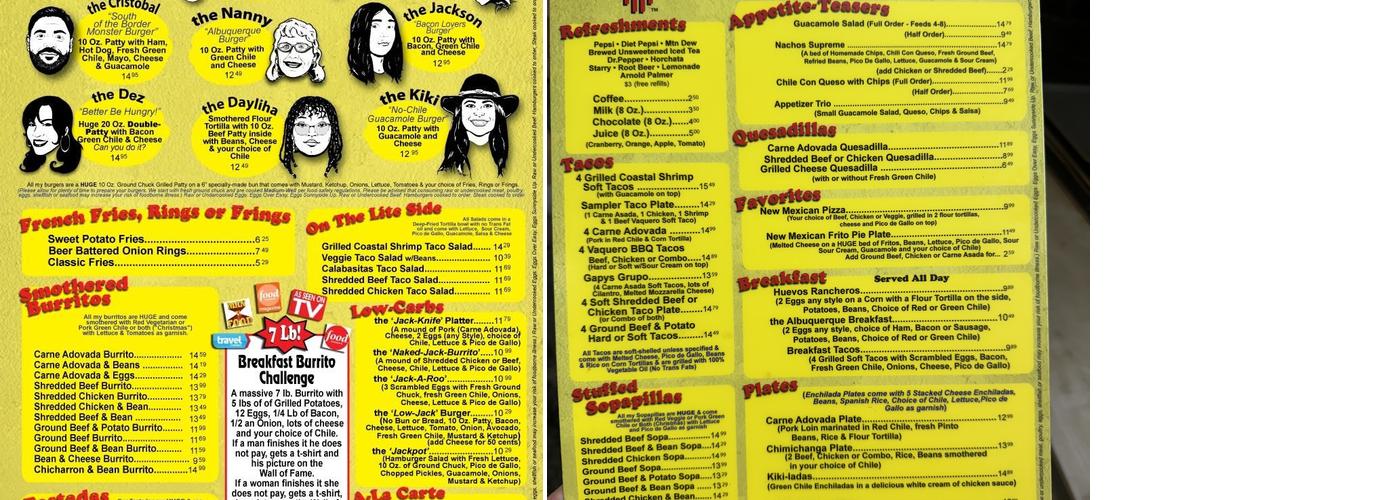 Jack n Grill Menu