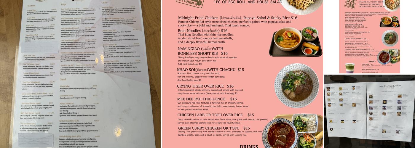 Mee Dee Thai Kitchen Menu