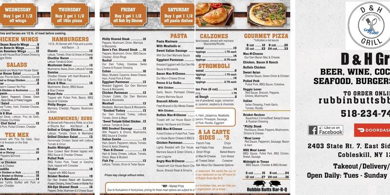 D & H Grill Menu